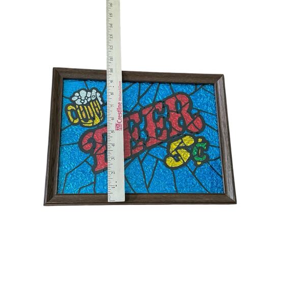 VTG Foil Beer Sign Glitter Art Glass Pub Room Bar Decor Framed Mancave She Shed - Picture 5 of 6